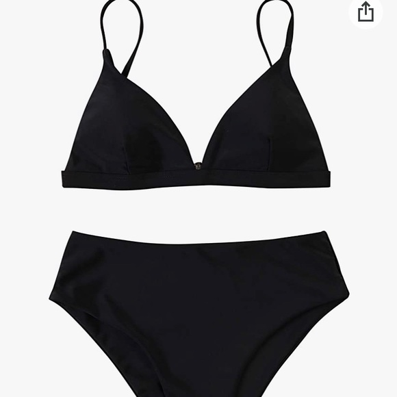 Ruhee Black 2 Piece Padded Push Up Cheeky High Waisted Bikini Set Size Large - Picture 2 of 2